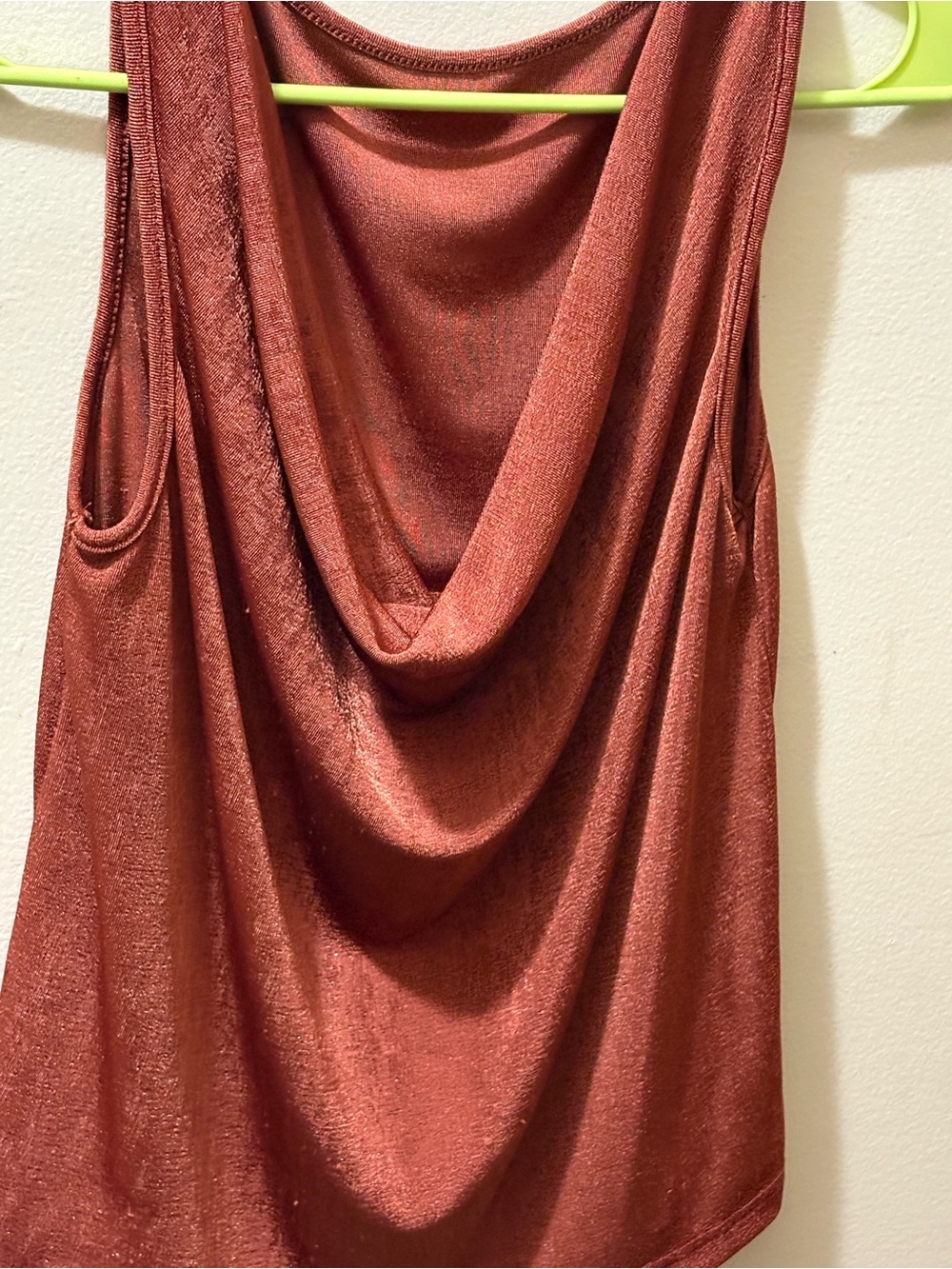 Draped Cowl Neck Tank Top - Rust Shimmer